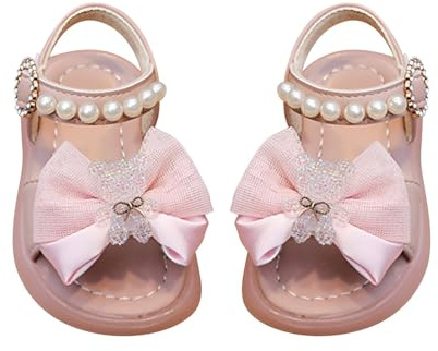 FGUUTYM Sandales pour filles tout-petits mode élégantes chaussures de princesse avec nœuds et perles semelles souples en cuir enfants sandales bébé chaussures premiers pas sandales sandales sandales