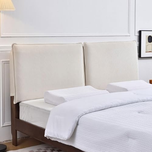Copritestiera del letto Cuscino da lettura In Velluto A Coste, Matrimoniale Singolo Supporto Per Schiena Del Letto, Testiera A Parete Imbottito Copertura Testata(With headboard - 170x60x10cm,Beige)
