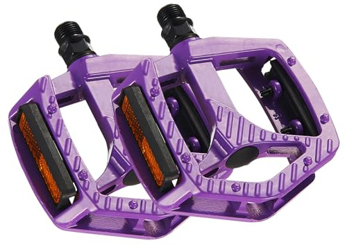 YIUBCZOQI Road/Mountain Bike Pedale 3 Lager Fahrrad 9/16 Pedale Aluminiumlegierung CNC bearbeitete Flachpedale mit Anti-Skid-Nägel und Reflektoren Lila