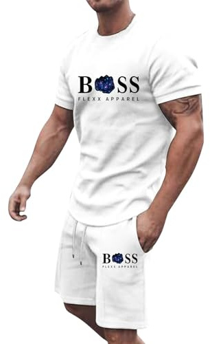 Mens Matching T-Shirt and Shorts Set 2 Piece Summer Short Sleeve Sweatsuits Co Ord Crewneck Shirts Jogging Shorts with Drawstring Athletic Top Bottoms Workout Sets Lapel Activewear Tracksuit