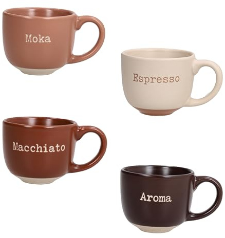 Tognana, Confezione 4 tazze caffè senza piatto 100 cc Barista, New Bone China, Multicolor