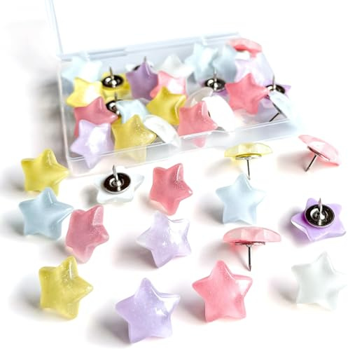 Xanthelle Chinchetas, 25 Piezas Tachuelas & Chinchetas, Push Pins para Corcho, Tachuelas Decorativas, Forma de Estrella Brillante