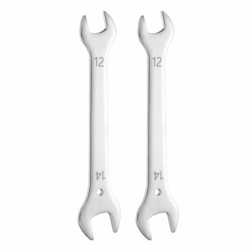 HARFINGTON 2pcs Super Thin Open End Wrench 12x14mm Metric Lightweight U-Shaped Spanner Double End Wrenches for Automotive Repair Furniture Assembly, Silver
