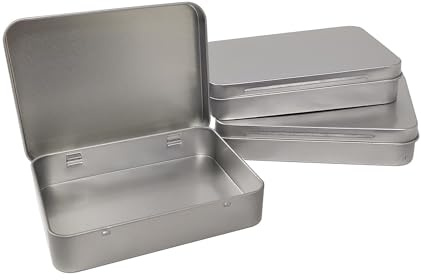 3 PC-Aventik Metal Rectangular Hinged Tins Box with Lid Portable Boxes Organizer Container Storage for Gift Jewelry Pen Candy Craft Cookie (M)