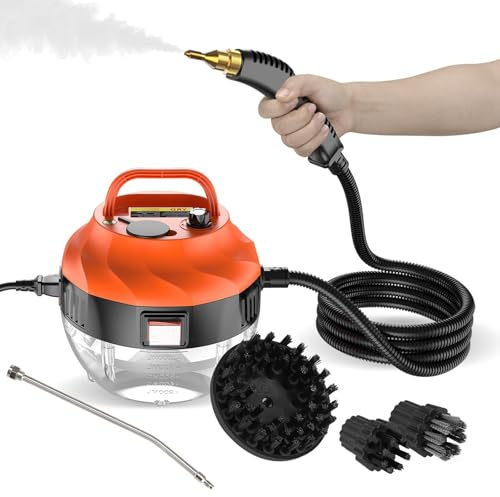 Nettoyeur vapeur portable haute température, 6 vitesses réglables, 3 têtes de brosse, 2 pistolets de pulvérisation et kit de nettoyage inclus, idéal pour les taches sur les sièges de voiture et la c