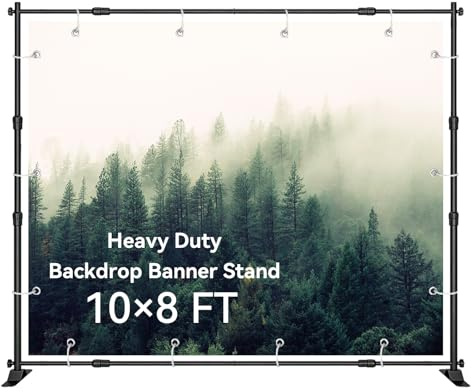 8'x10' Background Stand Backdrop Support System Set- Photo Video Muslin Studio Backdrop Stand with Carry Bag -Adjustable Backdrop Stand for Trade Show, Photography & Video