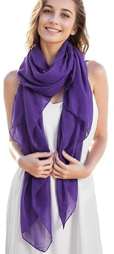 MissShorthair Women Solid Color Scarf Long Lightweight Scarf for Women Large Sheer Wrap Shawl, Dark Purple
