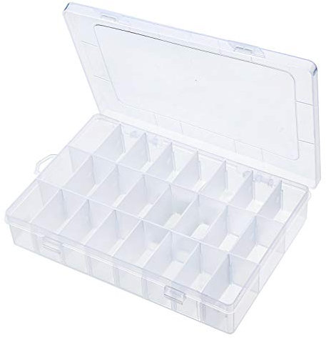 GOTRUST Clear Plastic Schmuckschatulle, 24 Fächern Kunststoff Aufbewahrungsboxen Clear Jewelry Sortierboxen Ohrring Aufbewahrungsbehälter für Perlen Schmuck Werkzeug Kleines Zubehör