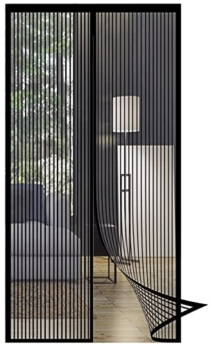 GOUER Magnetic Fly Insect Screen Door, 80x240cm Mosquito Bug Protection Insect Mosquito Door Screen Easy to Install Without Drilling, for Balcony Sliding Living Room Children's Room, Black