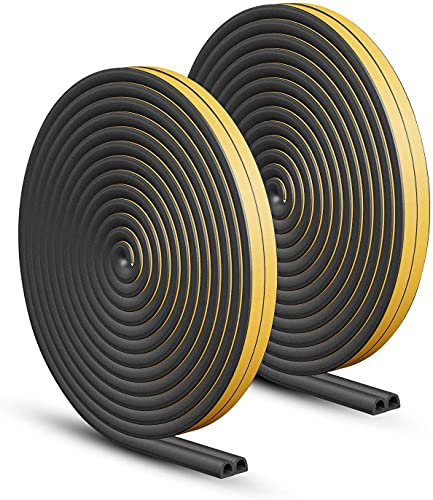 Tuokay, 30 Meter Dichtungsband, 9mm (Breite) x 6mm (Höhe) Türdichtung Selbstklebend Tür Dichtung D-Profil/B-Profil Gummidichtung für Türen, Fensterdichtung Windschutz, Lärm (Schwarz)