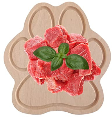 Festland DESIGN® - Wooden Chopping Board for Dog & Cat Food - Paw Design Wooden Board Pet Accessories - Preparation Food Bowl - Dry Food Chew Snack Barf Meat Sausage Treats (Paw)