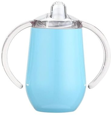 Varsany Gobelet à bec en acier inoxydable pour tout-petits – Sans BPA, à double paroi, capacité de 355 ml, gobelet pour bébés (bleu, uni)