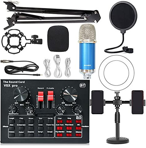 Attrezzatura per DJ per feste Telefono cellulare Attrezzatura di schede audio live v8 Set di schede audio live Set Condenser Microfono Mobile Phone Freat Creeding Set di attrezzature completa(4)