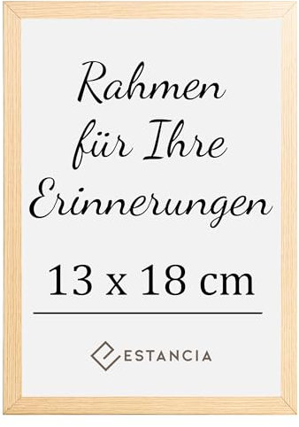 Estancia Eiche Holz Bilderrahmen 13x18 cm mit Bruchsicherem Acrylglas | Bilderrahmen Eiche 18x13 cm Holz | Rahmen 13x18 cm | Fotorahmen 13 x 18 cm