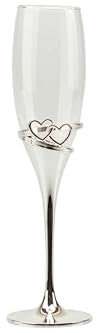 Bomboniera matrimonio coppia flut silver bicchieri da spumante con decorazione cuori harmony S2538S