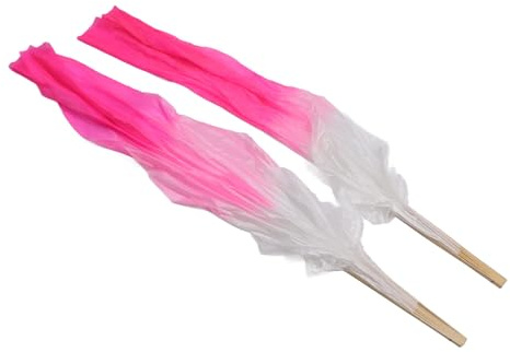 Cyrank Éventail De Danse, 1 Paire D'éventails De Danse Longs, éventails De Danse du Ventre Pliants, éventails De Danse De Performance, éventails Pliants Classiques(Rose)