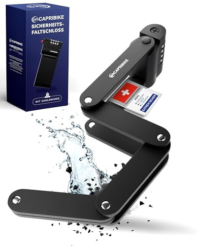 CAPRIBIKE Faltschloss für Fahrrad mit Zahlenschloss ABVERKAUF – Hochwertiges Fahrradschloss Hohe Sicherheit – Kompaktes E Bike Schloss – Einfache Montage – Fahrradschloss mit Halterung