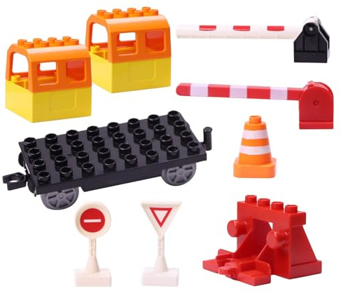Mirthben Set di binari da costruzione, 9 pezzi, accessori per binari composti da carrelli, ringhiere, cavalletti, blocco stradale, binari della città compatibili con il leader di mercato a partire dai