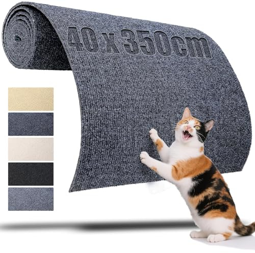 TXXATX Klösmatta självhäftande 350 x 40 cm katt klösbräda mörkgrå klösmatta katt klösvägg klösmattor för gör-det-själv klösbrädor katt klösträd möbler soffa vägg