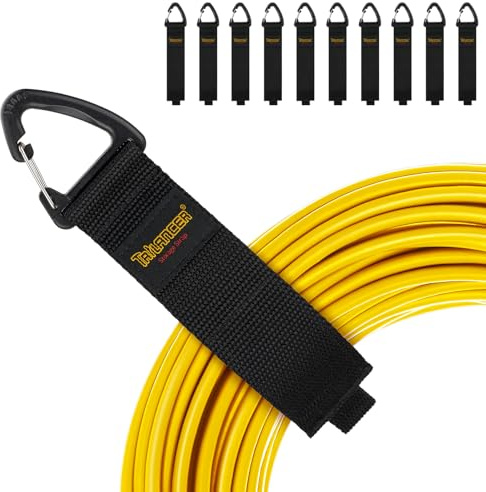 Organizzatore per Cavi, Organizer per Garage (10 pz), Trilancer Cinghie con Fibbia Triangolare da Appendere alle Pareti. Ideali per Ordinare Cavi, Fili, Corde, Tubi a Casa, in Garage o in Officina