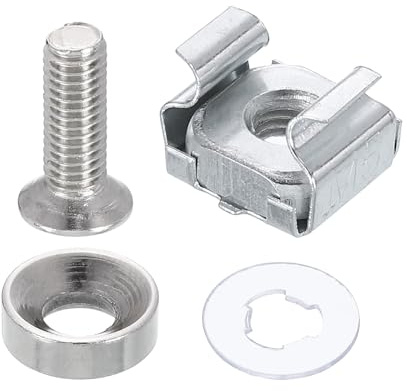 PATIKIL Dado A Gabbia M5 x 16mm Per Montaggio A Rack, 20 Pc Dadi A Gabbia In Acciaio Al Carbonio Zincati A Forma Quadrata Per Montaggio Armadi Server Scaffali Router Console Audio, Argento