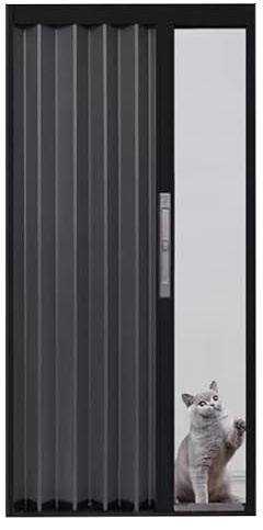 Inredningsdörr av typen dragspel, Vikdörr i aluminium med lås, flerfärgad, flera storlekar(Black,140x200cm)