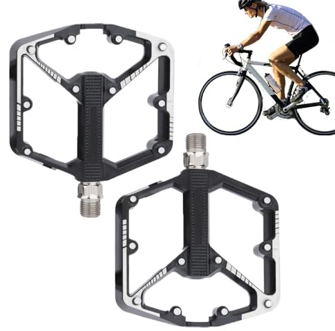 Pedaler För Cykling,Aluminiumlegerad Platt Ersättningsdel För Cykel - Väghjuls Pedaler med Antislir Pinnar | Utomhusanvändning Vid Vandring Cykling Ridning Resor Träning Samt Män Tränare