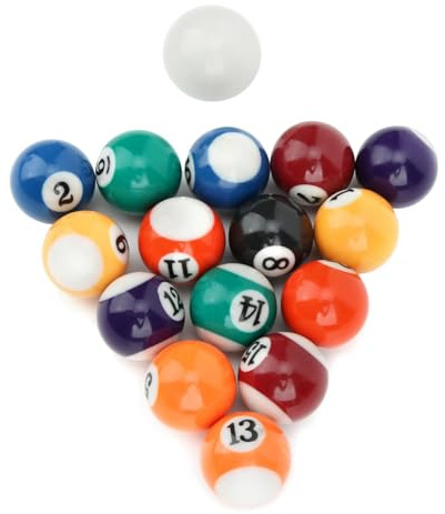 Ejoyous Set di Palline da Biliardo Mini Palline da Biliardo in Resina 16 Pezzi 32 Mm Rotonde Bilanciate con 15 Numerate e 1 Stecca per Bambini Sala Giochi per Famiglie Tavolo da Bar Gioco