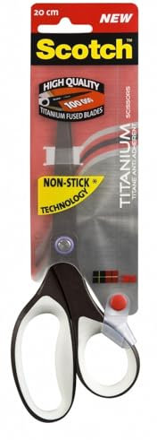 Scotch Titanium Forbici, con Lama in Titanio Antiadesivo, con Impugnatura Comfort, Adatte anche per Mancini, Blu, Verde o Viola, 20 cm