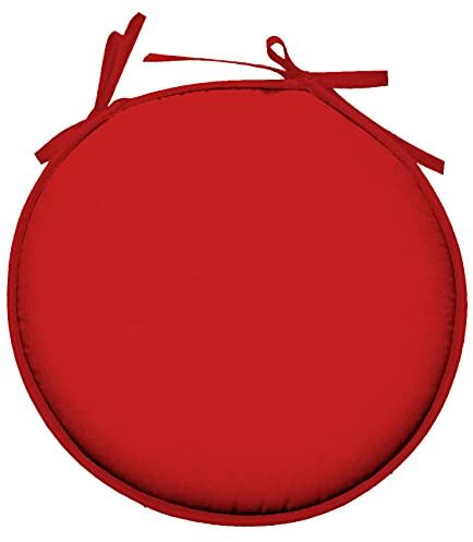 Stof - Galette de Chaise - Taille ø : 40 cm - 100% Polyester - Couleur Rouge - Modèle Nelson - Qualité Exceptionnelle - Confortable et Élégant - Facile d'entretien