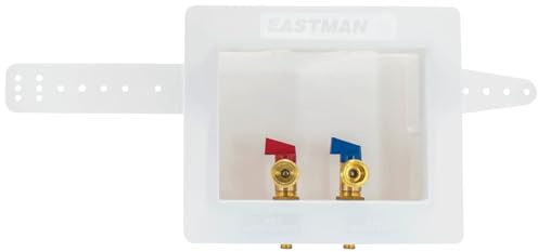 Eastman 1/2 Inch Crimp PEX Connection x 3/4 Inch MHT Washing Machine Outlet Box, Push to Connect Brass Plumbing Fittings, Double Drain, 60245