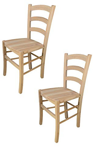 t m c s Tommychairs - 2er Set Stühle Venezia für Küche und Esszimmer, robuste Struktur aus poliertem Buchenholz, unbehandelt und 100% natürlich, Sitzfläche aus poliertem Holz