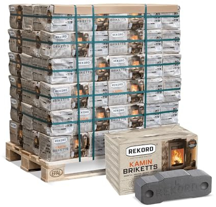 PALIGO Bricchette di lignite per camino, bricchette da forno, 10 kg x 90 contenitori, 900 kg/1 pallet record