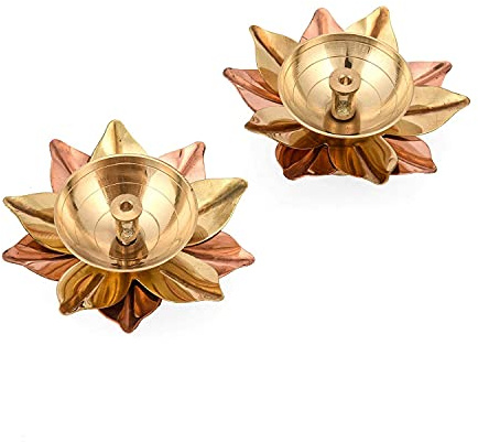 Lámpara de aceite de latón Deep Diya India lámpara de aceite Diwali Puja lámpara Akhand Lotus Diya (2)