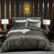 Luofanfei Satin Bettwäsche Grau 135x200 Glanzsatin Glänzend Seide Sommer Bettwäsche Set Uni Graue Glatt Luxus Gestreifte Muster Bettbezug Set mit Reissverschluss und Kissenbezüge 80x80 cm