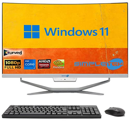 SIMPLETEK - PC All in One Curved Display 24 Core i7 Windows 11 | 16GB RAM SSD 480GB | Work, Entertainment