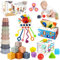 KETIEE Montessori Spielzeug Baby 6 Monate 6 in 1 Baby Spielzeug 9 Monate, Sensorik Baby Spielzeug Motorikspielzeug Stapelturm UFO Zugschnur Spielzeug Motorikwürfel Taschentuchbox Saugnapf Spielzeug