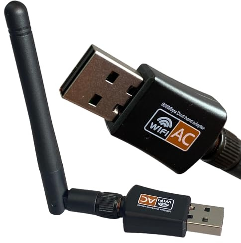 AC600 Mbps Dual Band Internet USB WiFi Adapter for desktop PC 2.4/5GHz, Desktop-Laptop wifi adapter Wireless Receiver Network Dongle with Antenna, Compatible with Windows11.10/8/7/XP/VISTA, MAC, LINUX