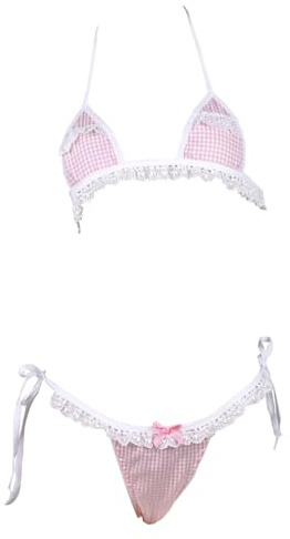 SNOMYRS Micro Bikini Extreme Kawaii Tiny Cute Japanese Anime Cosplay Lingerie Microkini Womens Lingeries Swimsuit Bra And Panty Set