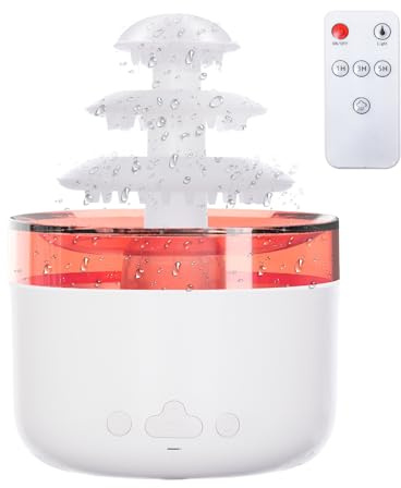 Umelee Umidificatore 500 ml, Umidificatore a Forma di Nube di Pioggia con Suono della Pioggia e 7 Luci Notturne Colorate, Spegnimento Automatico Senza Acqua, Diffusore di Aromi per Casa Ufficio Auto