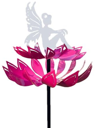 Garden Wind Spinners | Solar Light Wind Spinner | Outdoor Metal Wind Spinner, Flower Fairy Spinner, Weather Resistant Garden Wind Spinner, Wind Sculptures for Outdoor Decorations
