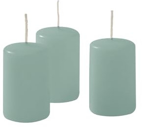 Cereria di Giorgio Risthò Kerzen Durchmesser 4 cm Höhe 7 - Grau Grün - Packung mit 12 Stück