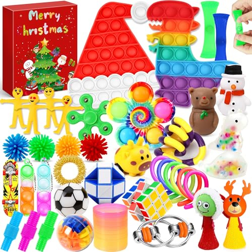 Edmirfun calendario dell'avvento 2025,Fidget Toys Advent Calendar,Conto Alla Rovescia di Natale,con 24 Pezzi Giocattoli Sensoriali,Calendario di Natale,regali di natale per Bambini Ragazzi Ragazze