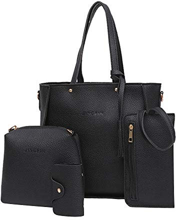 Sacs grille-pain fourre-tout à bandoulière quatre poches pour femme sacs imperméables pour femme, Noir , Taille unique