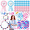 107 Pièces Ensemble de Jeu de Révélation de Sexe, Décoration de Fête Révélatrice de Genre, Bracelet, Décoration Baby Shower Fête Prénatale Baptême, Décoration de Douche de Bébé