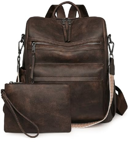 YALIZHNA Zaino da donna per zaino in pelle, con portafoglio, moderno, anti-furto, borsa a tracolla da donna