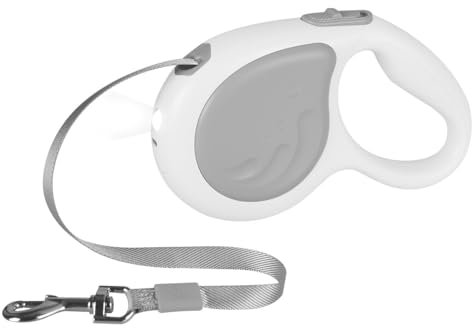 Einziehbare Hundeleine, 4,8m, Robuste Rollleine mit 360°-Drehhaken und LED-Licht, Haustier Leine für Kleine und Mittelgroße Hunde und Katzen Bis zu 30kg