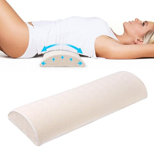 Cozyhealth - 3.15H*23.6L - Soft Lumbar Pillow for Sleeping, Memory Foam Back Lumbar Support Cushion for Lower Back Pain Relief Bed Waist Sleep Support Pillow for Side, Back Sleepers (White, Large)