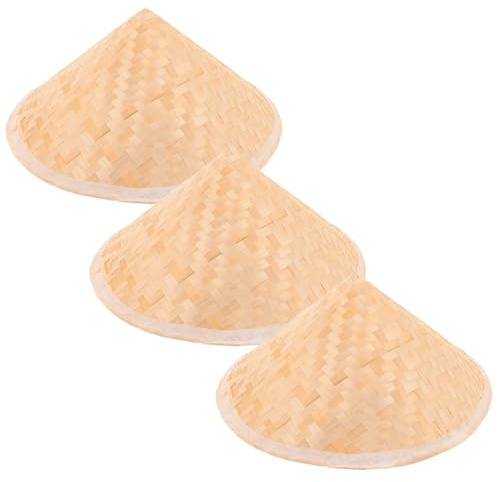 Uonlytech Cappelli di Paglia a Cono per da Decorare Set 3 Pezzi 30 CM Cappello Tradizionale Cinese Intrecciato Fatto a Mano per Cosplay Feste e Attività Creative All’Aperto