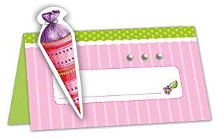 ROTH Lot de 6 cartons de Table 3D avec Cornet d'école et Perles - Rose